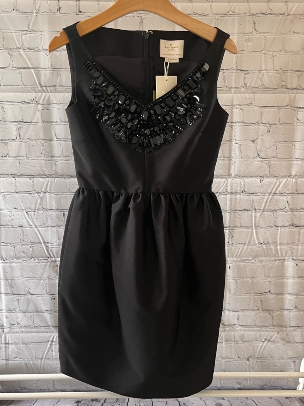 Kate Spade Little Black Cupcake Dress with Gem Embellishments, Black